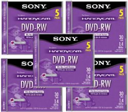 Sony DMW30/5 1.4GB (30 Minute) DVD-RW Discs for DVD Camcorders - with Jewel Cases (5-Pack)